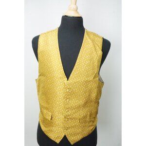 Charvet Place Vendome Gold Mustard Geometric 100% Silk Vest Made in France Sz L